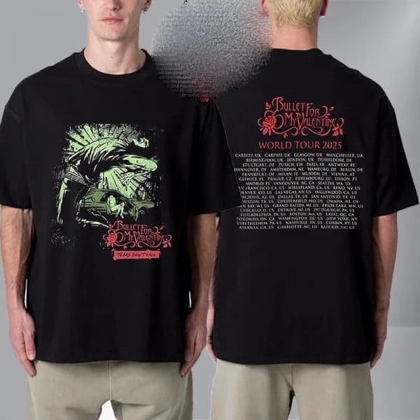 Bullet For My Valentine Tears Don’t Fall 2025 Tour Venue Cities Unisex T Shirt