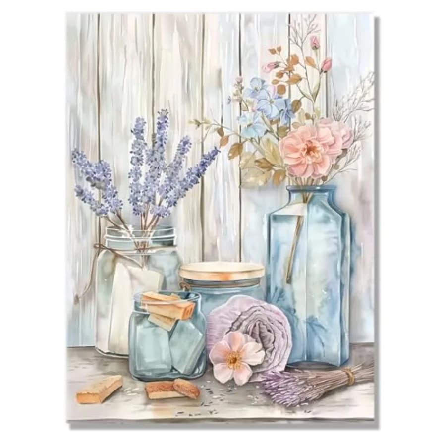 Quadri su tela con immagini floreali per decorazioni domestiche, stampe artistiche floreali per soggiorno, decorazioni per bagno, decorazioni per la casa in stile rustico