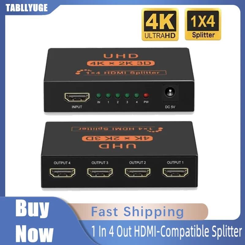 NEW Full HD 4k 1 In 4 Out Adapter compatible video amplifier HDMI Splitter 5 In 1 Out Switcher for 1080P HDTV DVD PS3 XBOX
