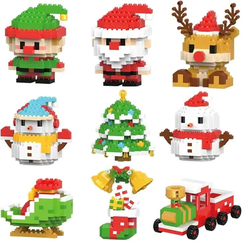 Regali di Natale Serie di blocchi di costruzione Babbo Natale Renna Puzzle Assemblaggio Mattoni Decorazione della tavola Giocattoli per bambini Regalo di Natale