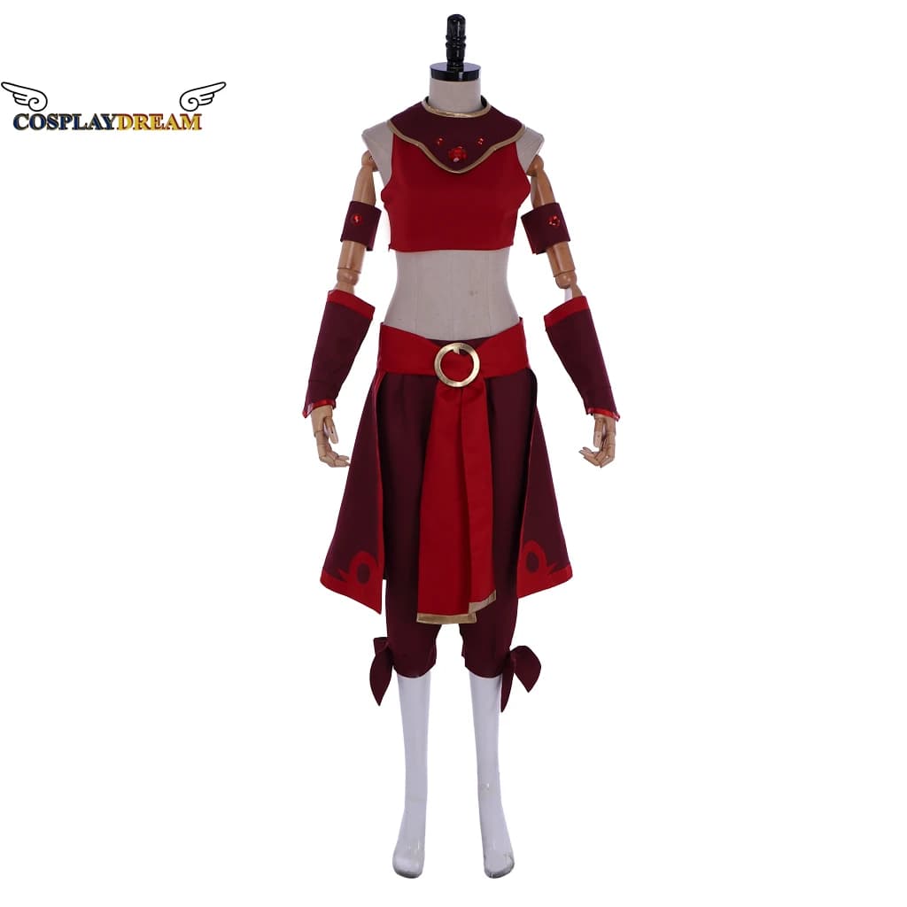 Avatar The Last Airbender Costume Cosplay Kyoshi Warriors Suki Fire Nation Abito cosplay Abito rosso per donna Vestito di Halloween