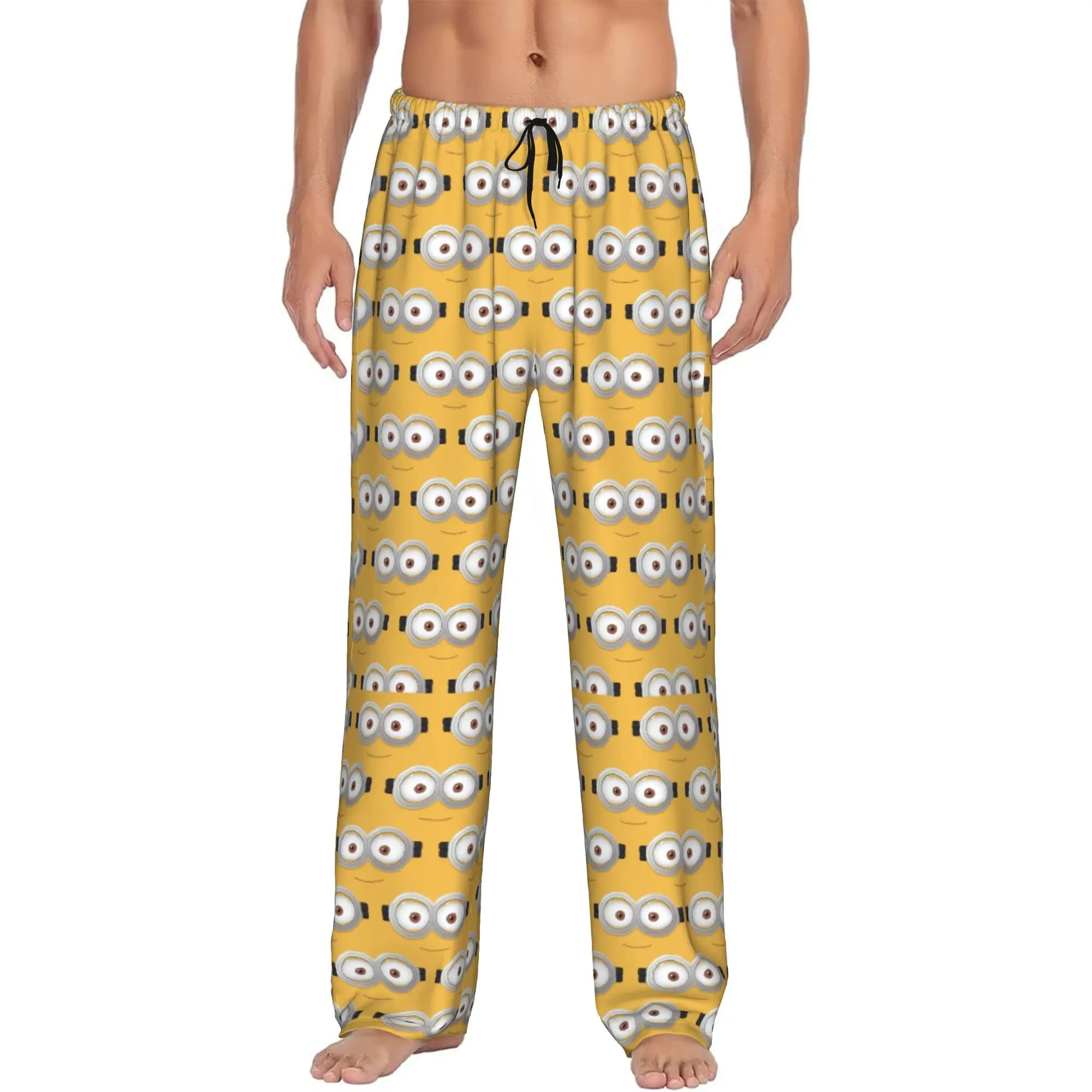 Custom Printed Yellow Man Pajama Pants Men Sleep Sleepwear Bottoms with Pockets