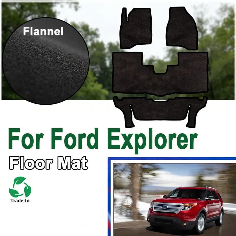 Flannel For Ford Explorer U502 2011~2019 Classic Seven Seats Car Floor Mats Panel Footpads Carpet Cover Foot Pads Sticker