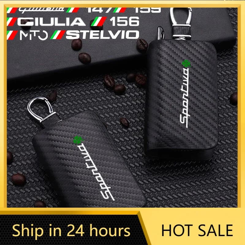 Car Stickers Carbon Fiber Car Key Chain Holder Case Cover Bag For Alfa Romeo Giulia Giulietta 159 156 MITO Stelvio 147 Sportiva