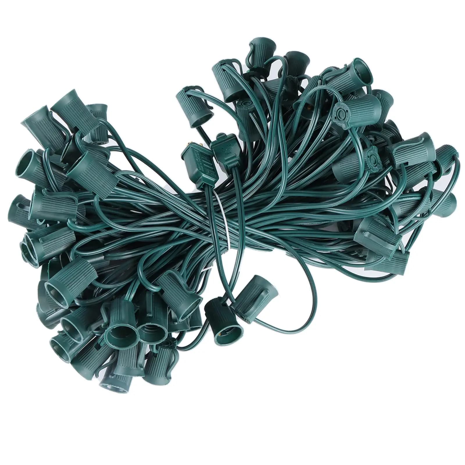 Decorazioni natalizie Commerciale Bianco SPT-1 Filo di plastica C9 String Light per esterni Stringer Luci natalizie a LED Set di prese Bobina