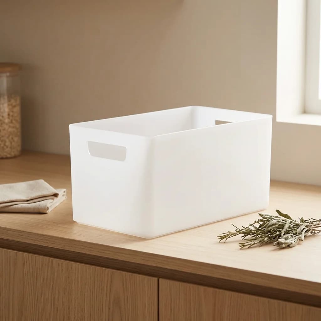 2026 New Large White Frosted Bathroom Organizer Bin Built-In Side Carry Handles Modular Stackable Storage Caddy 9x6x6.5 Inch For Vanity Counter Cabinet Shelf Toiletry Sorting