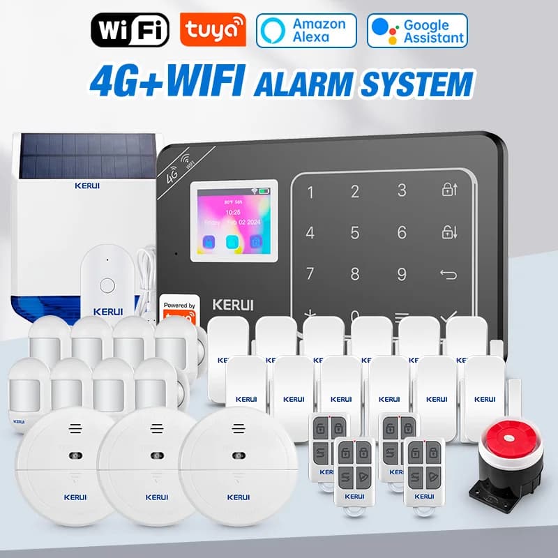 KERUI GSM 4G WiFi Allarme Sistema di Sicurezza Allarme per la Casa 433 mhz Protezione di Sicurezza Alexa Antifurto Allarme PIR Sensore di Movimento W184
