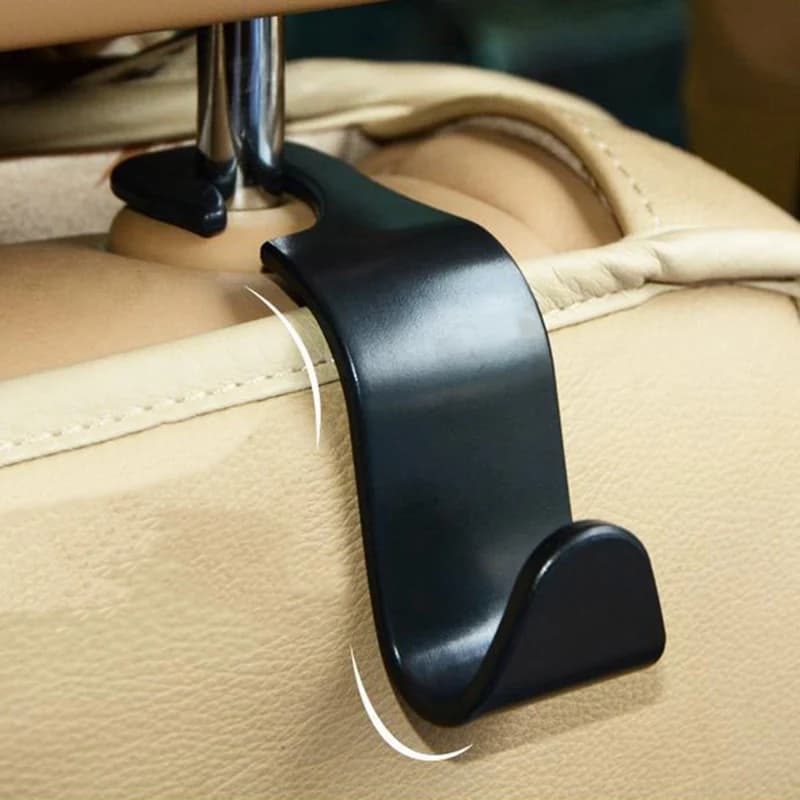 2 ganci per schienale per seggiolino auto, gancio per poggiatesta nascosto per veicolo, per borsa, borsa per la spesa, appendiabiti, gancio nero
