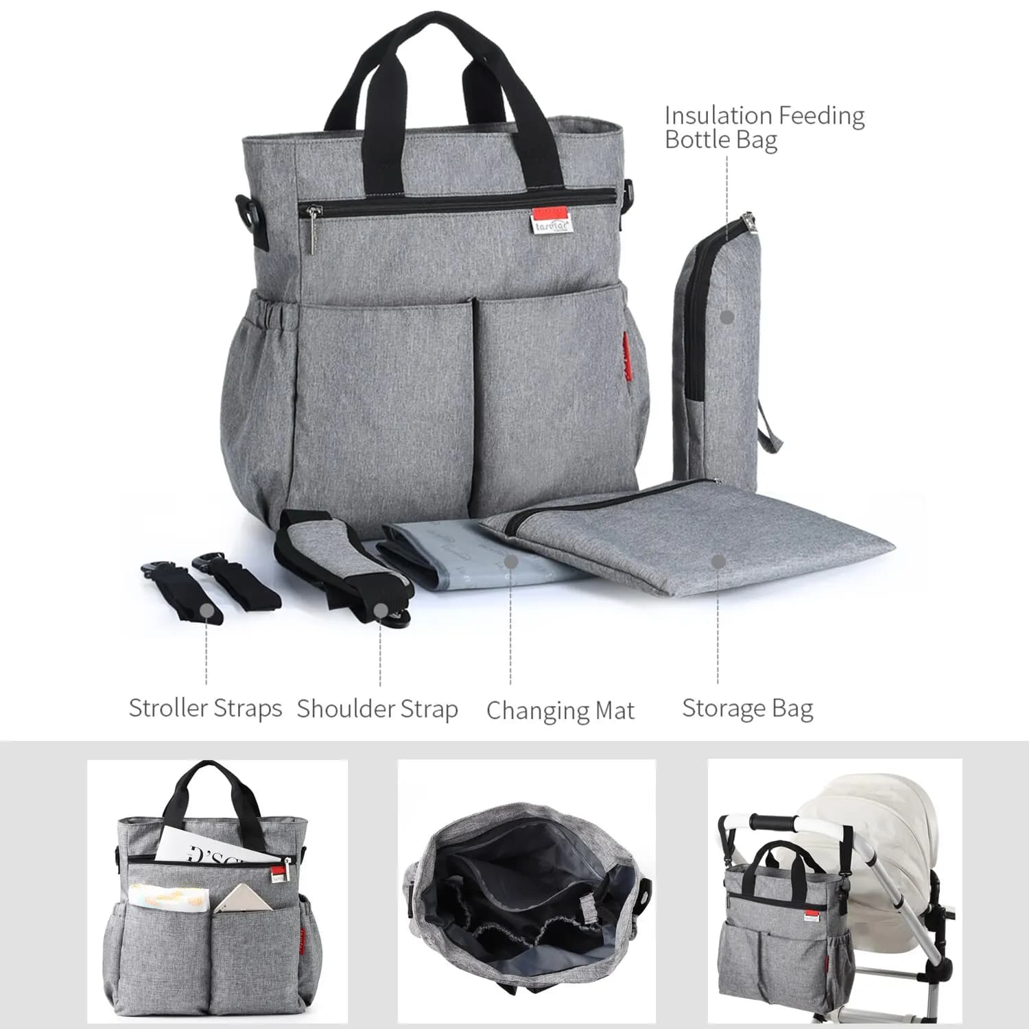 Borsa per pannolini per bambini alla moda Borsa multifunzionale per fasciatoio per pannolini per mamma Borsa per passeggino per mummia impermeabile