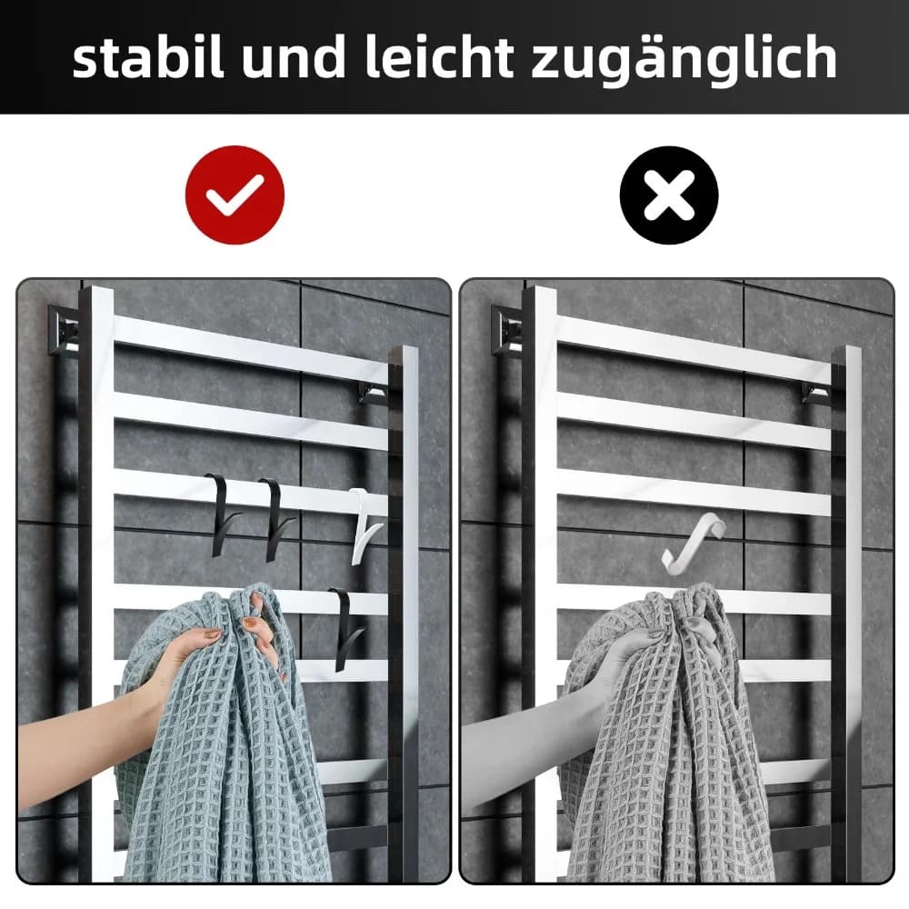 4 pezzi ganci neri per asciugamani riscaldati radiatore ferroviario gancio da bagno appendiabiti bagno spazio di asciugatura asciugamano sciarpa rack