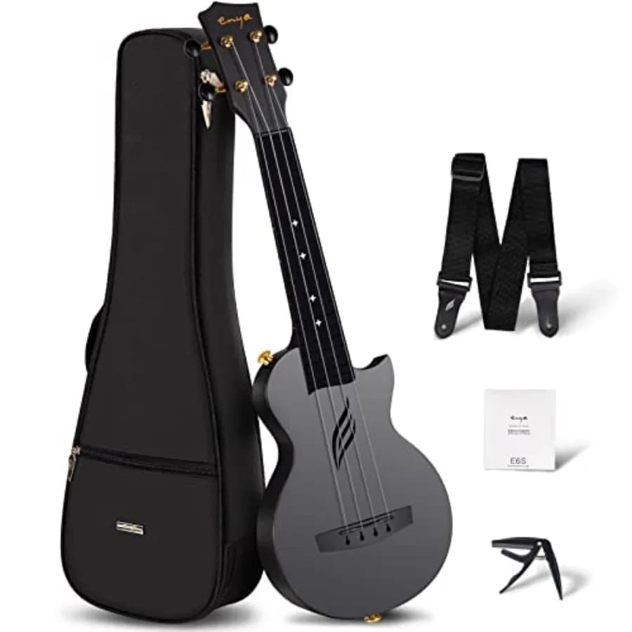 Ukulele Soprano Mini Nova U 21" in Fibra di Carbonio, Leggero e Impermeabile, per Principianti e Adulti, Kit da Viaggio Incluso