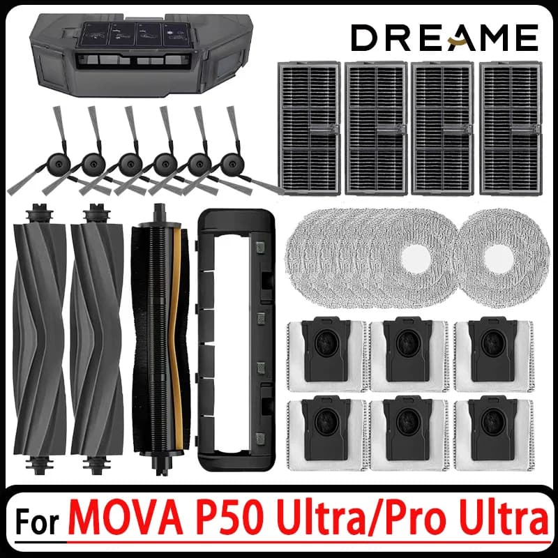 For MOVA P50 Ultra / P50 Pro Ultra Complete Vacuum Cleaner Accessories Main Side Brush HEPA Filter Mop Cloths Dust Bag