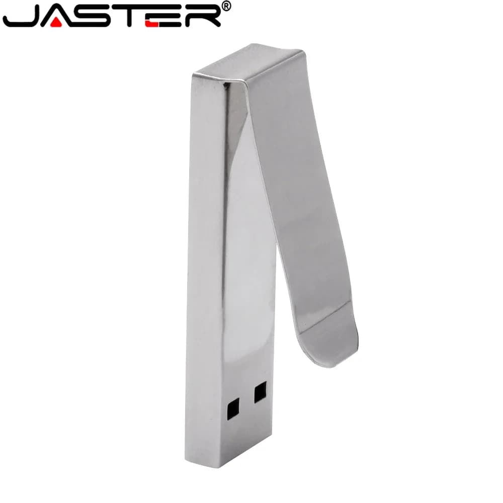 JASTER Morsetto in metallo Chiavetta USB 2.0 128 GB Chiavetta di memoria portatile argento impermeabile 64 GB Regalo aziendale creativo Pen Drive 32 GB