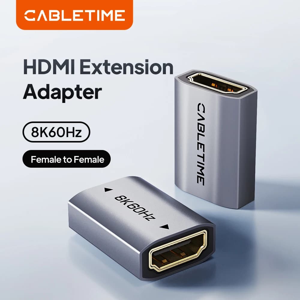 CABLETIME HDMI Extender 8K 60HZ Female to Female HDMI 2.1 Connector Extension Adapter for PS5 Roku HDTV Stick Monitor HD 2.1