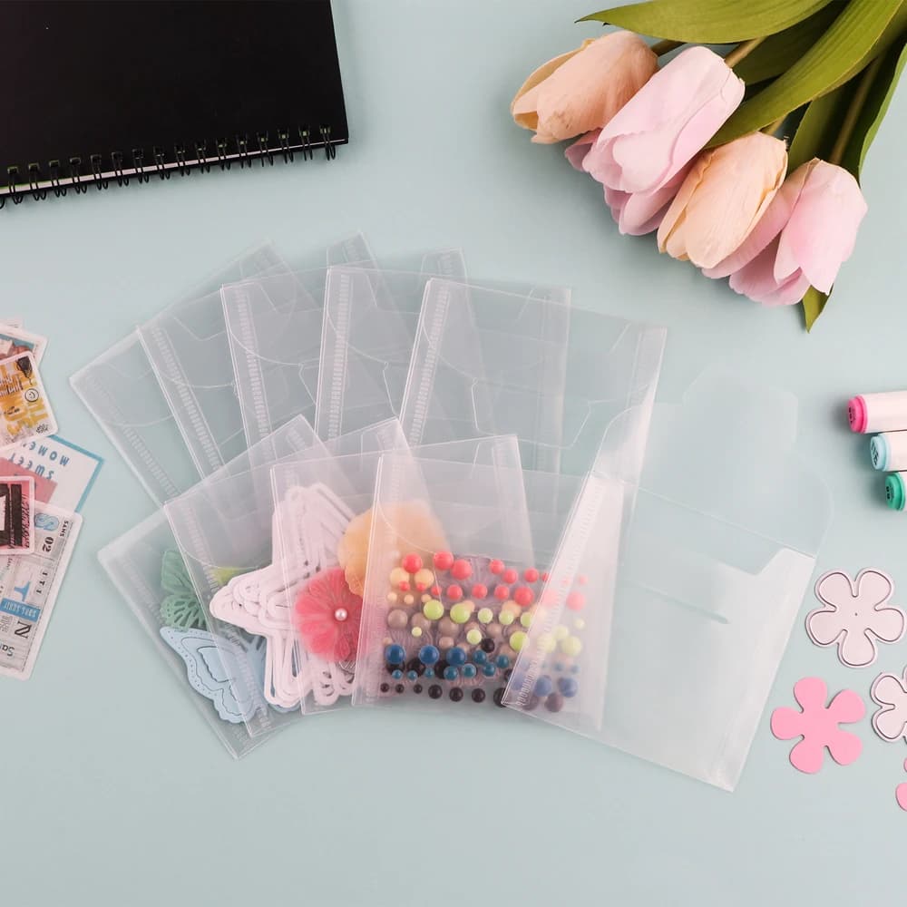 10pcs/set Clear Stamp&Die Storage Bag Resealable Plastic Envelopes Pockets For Cut Dies Stencil Folder Crafts Organizer Holder