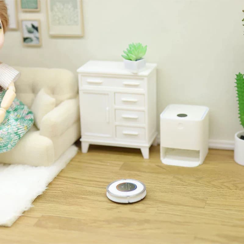 1/12 simulazione casa delle bambole mini aspirapolvere robot modello casa delle bambole mobili decorazione casa delle bambole accessori scena micro