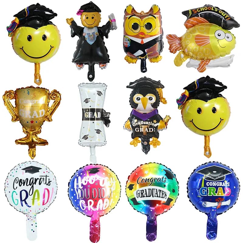 20 Pz Mini Palloncini Foil Laurea Picchio Gufo Dottore Air Globos Congratulazioni Cerimonia di Grado Festa Per Bambini Regalo Baby Shower Palla Giocattolo