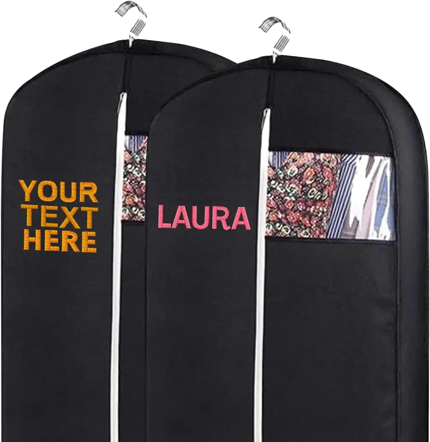 Borsa Porta Abiti Personalizzata Nera per Viaggi e Conservazione in Armadio con 2 Tasche in Rete - Borsa Porta Vestiti Personalizzata per Uomo e Donna