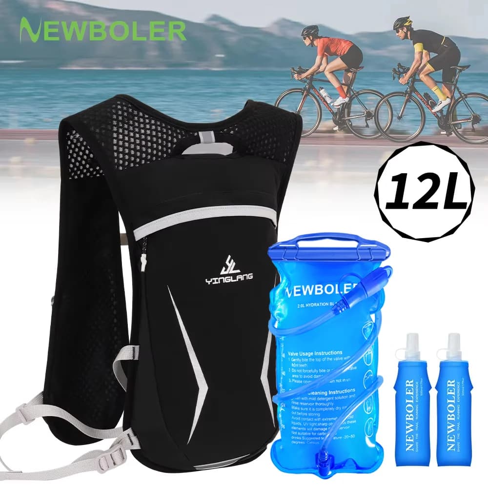 NEWBOLER Cycling Backpack with Hydrating System, 12L Climbing Sports Bag, Bicycle Bag, Water Bag, Jogging and Running Backpack