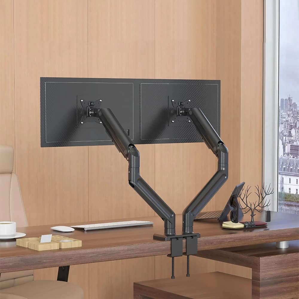GE72 Premium VESA Aluminum Load 20kg Swivel Spring-Assisted Dual Monitor Arm Desk Stand For 15 To 42 Inch Computer Screen