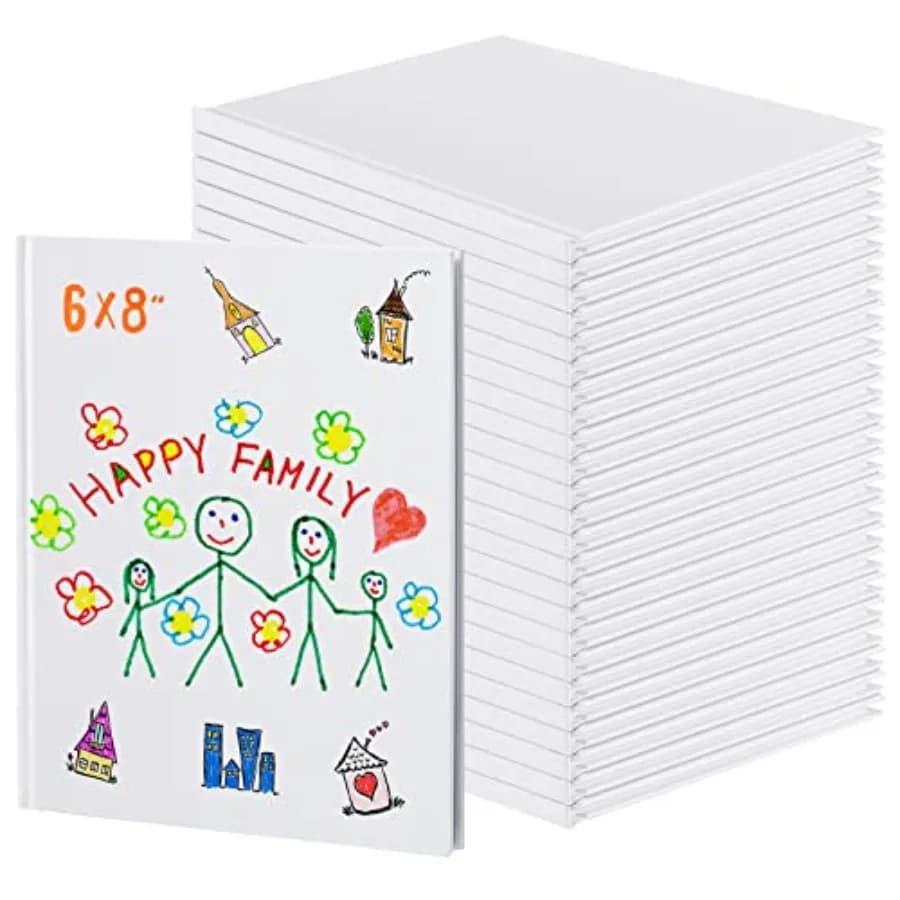 50 Pcs White Hardcover Blank Books for to Write Stories 40 Pages 6 x 8 Inch Blank Book Hardcover Sketchbook for Student Back to