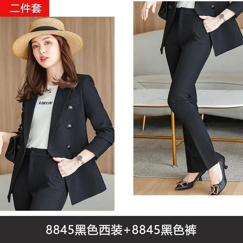 Women's Spring Autumn Professional Suit Jacket Matching Set Korean Elegant Casual Blazers+Pants Two Piece Female Trousers Suit