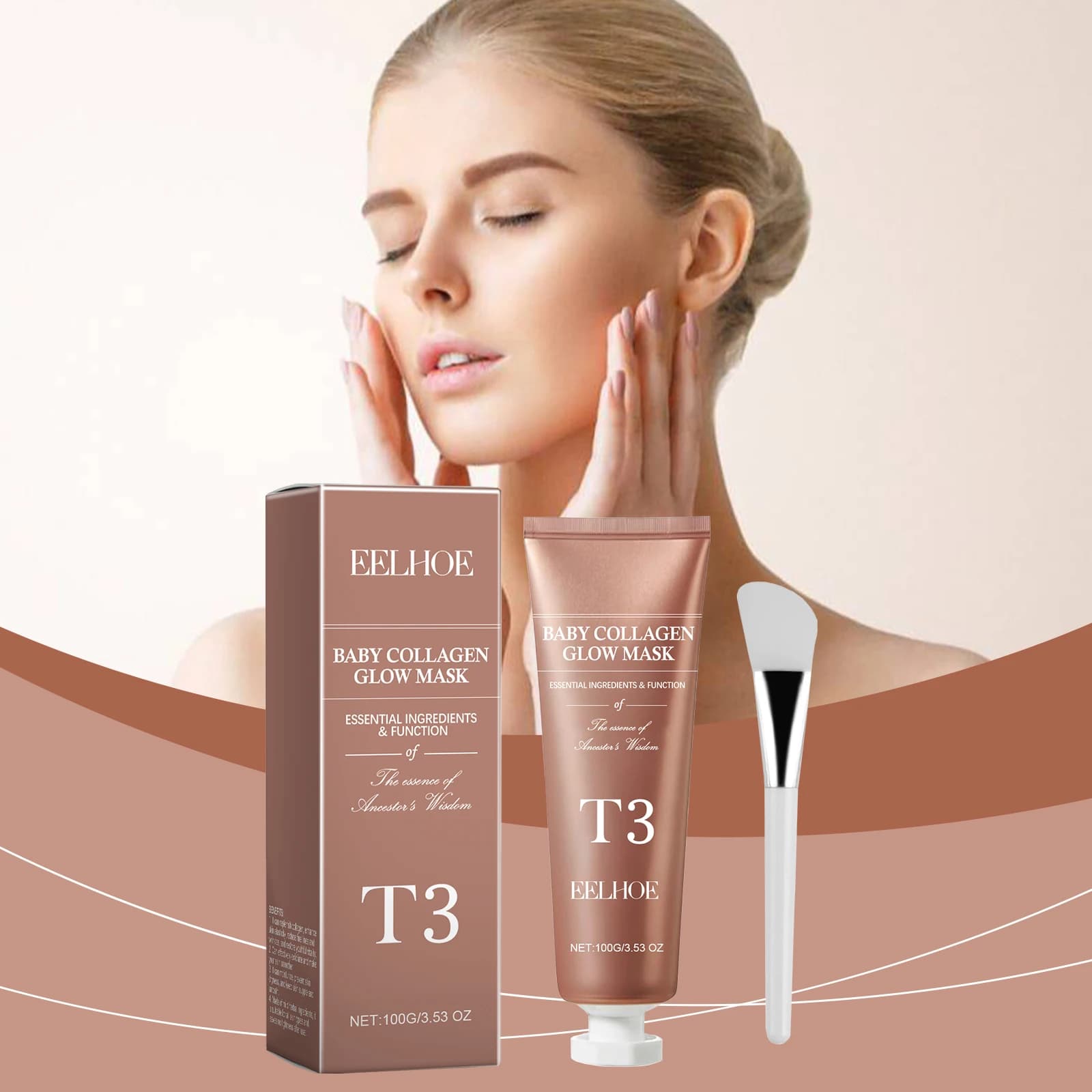 EELHOE Maschera antistrappo al collagene idratante antirughe schiarente maschera antistrappo per la pelle