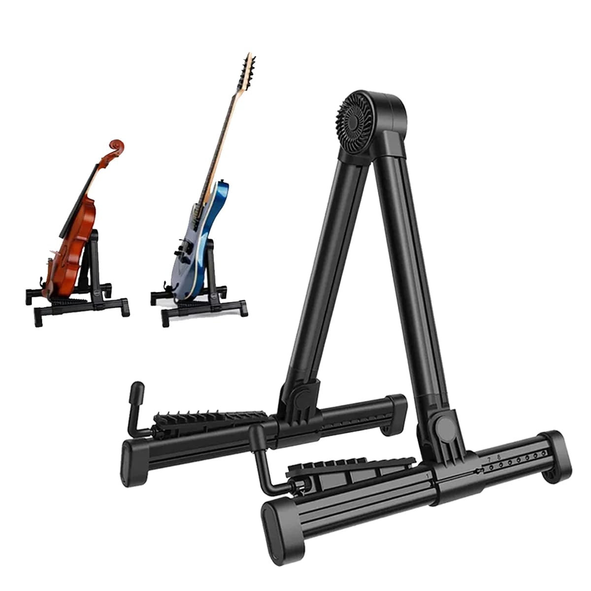 Miwayer Foldable A-Frame Guitar Stand – Fits Electric/Acoustic Guitar, Ukulele, Violin, Foldable, Lightweight, with L-Bracket