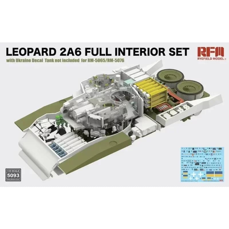 1/35 Ryefield Modello RM-5093 Leopard 2A6 set completo di interni con decalcomanie Ucraina assemblaggio Scala giocattoli fai da te Kit modello