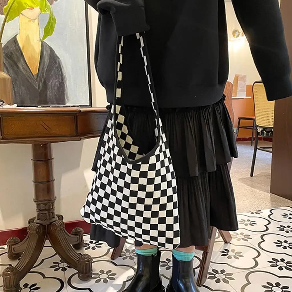 Borsa a Tracolla Intrecciata Semplice, Grande Borsa da Shopping con Motivo per Donne e Ragazze, Ideale per Viaggi