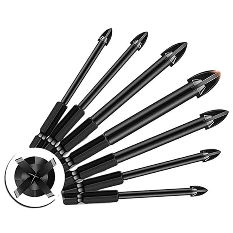 Set di 10 punte da trapano in carburo da 3-12mm per vetro, piastrelle e cemento, con punte da trapano a centro - Kit di utensili per foratura