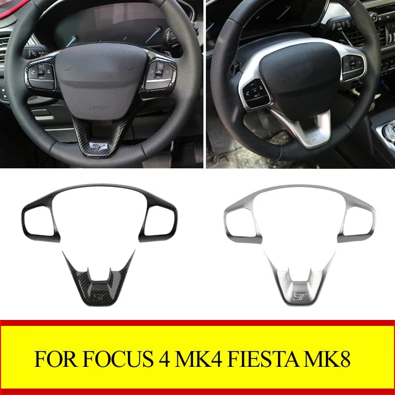 For Focus 4 MK4 2019-2024 Fiesta MK8 2017-2021 Wheel Button Panel Cover Decorative Sticker Interior Car Accessories