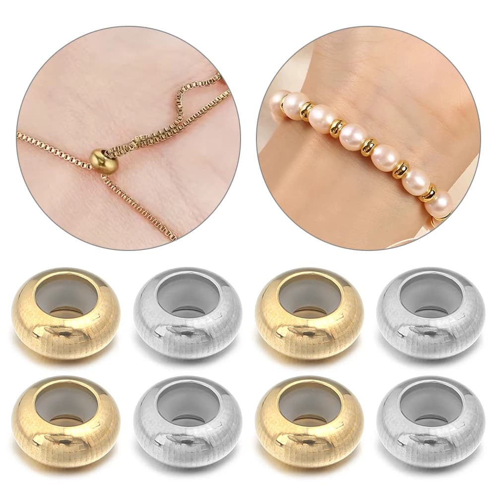 10 pz/lotto In Acciaio Inox Crimp End Perline Tappo Perline Del Distanziatore Con Gomma di Silicone Per Il Braccialetto FAI DA TE Creazione di Gioielli Forniture
