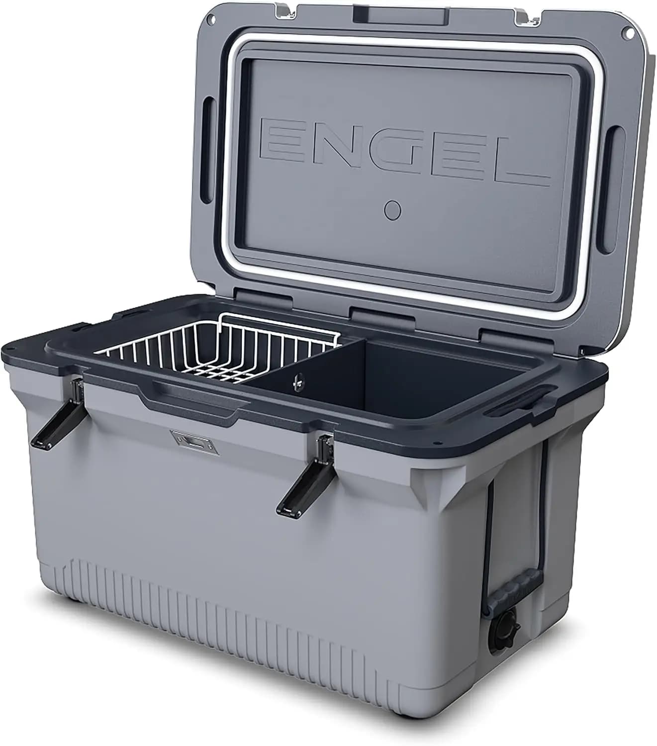 Frigo portatile da 60 QT ultraleggero stampato a iniezione - Mantiene il ghiaccio per fino a 7 giorni - Frigo grande con cestello in rete, divisorio e borsa per il trasporto