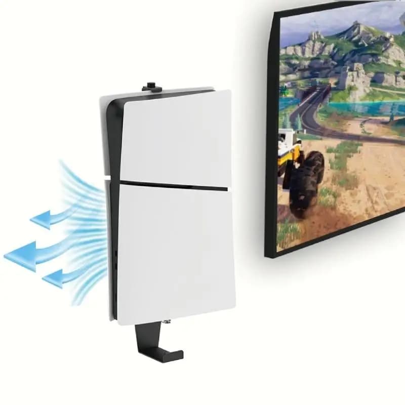 R53C Wall Mount Base Universal Stand for SLIM Game Console with Double Controller Hanger Bracket & Headphone Organizers