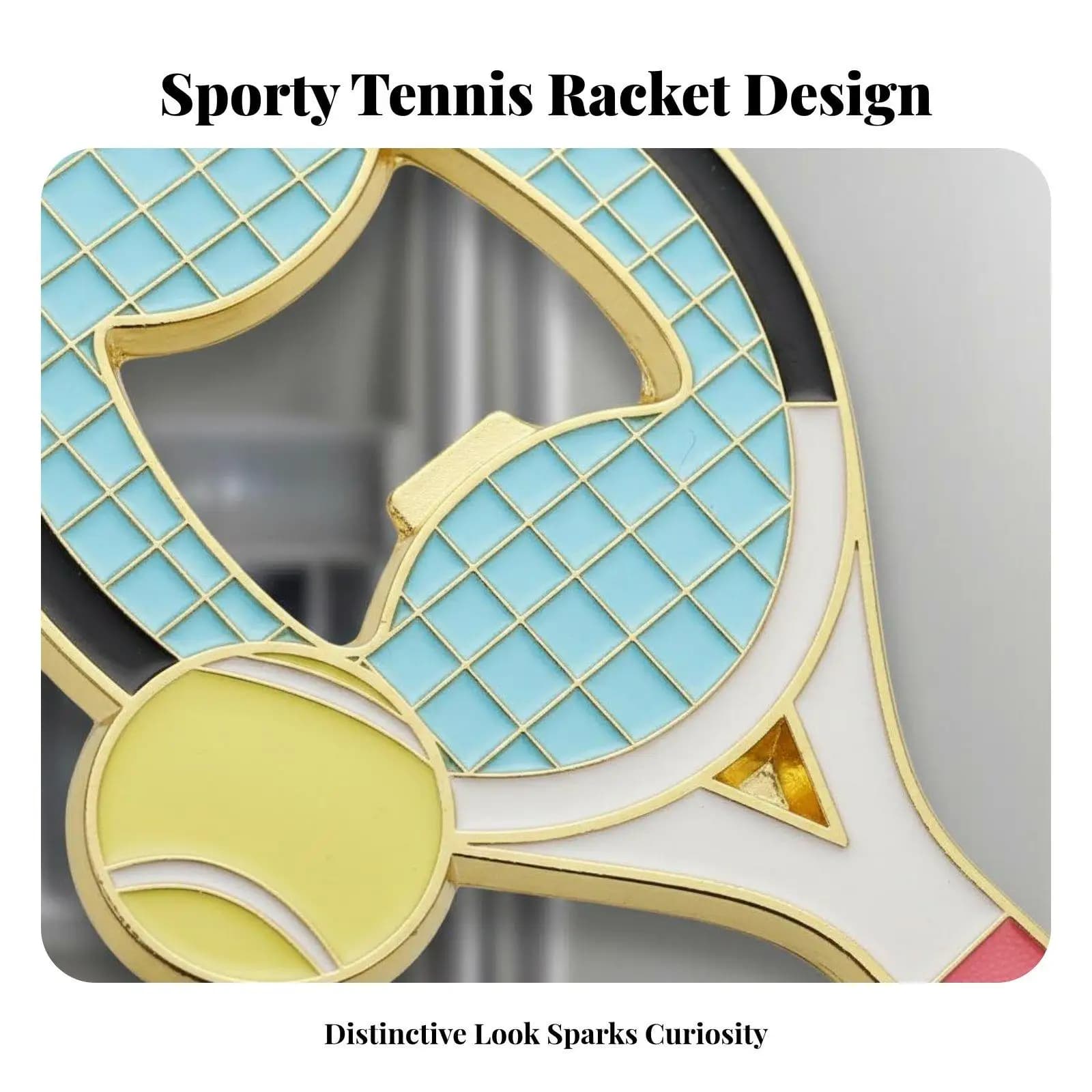 Unique Tennis Racket Magnet Bottle Opener for Kitchen Bar Durable Metal Beer Cap Remover Gift for Athletes and Coaches