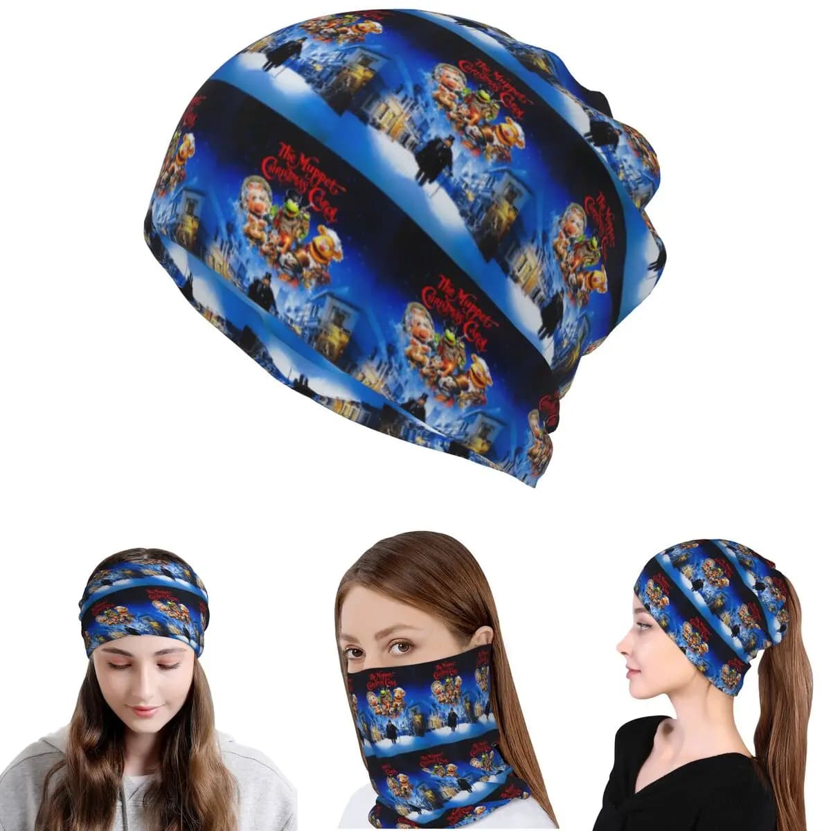 Muppet Christmas Carol Bandana Neck Gaiter Magic Scarf Warm Cycling Scarf Beanies Hat Unisex Adult Windproof