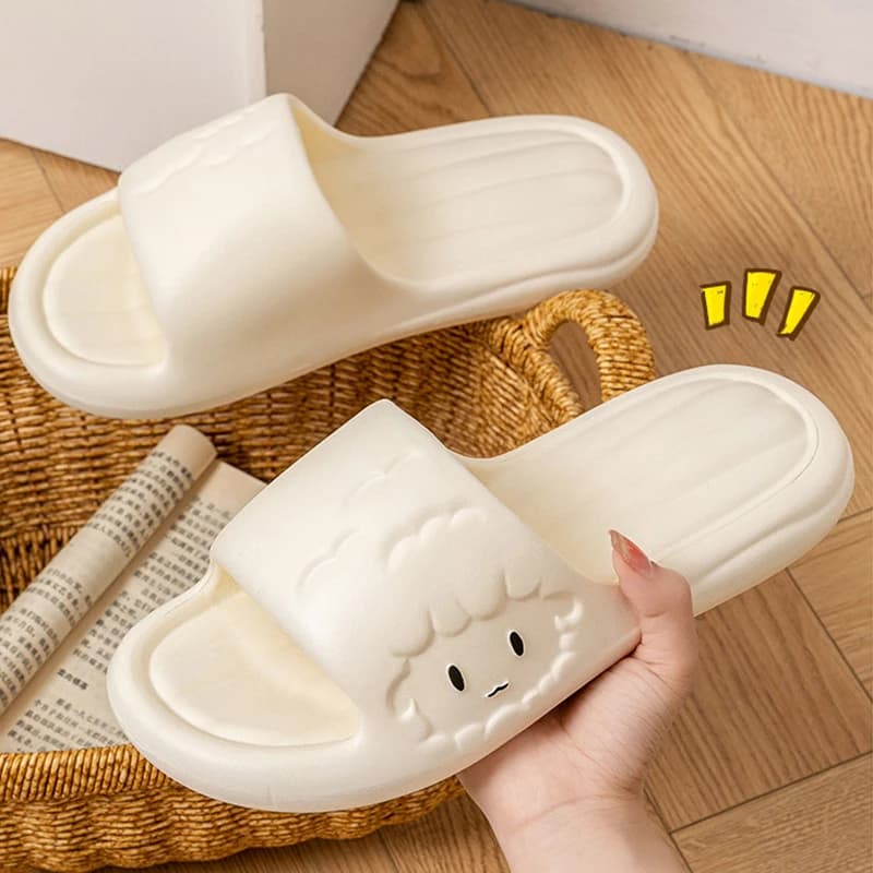 Cartoon Eva Lamb Slippers Women Lightweight Comfortable Indoor Soft Sole Home Slides Woman Anti Slip Bathroom Slippers Couples