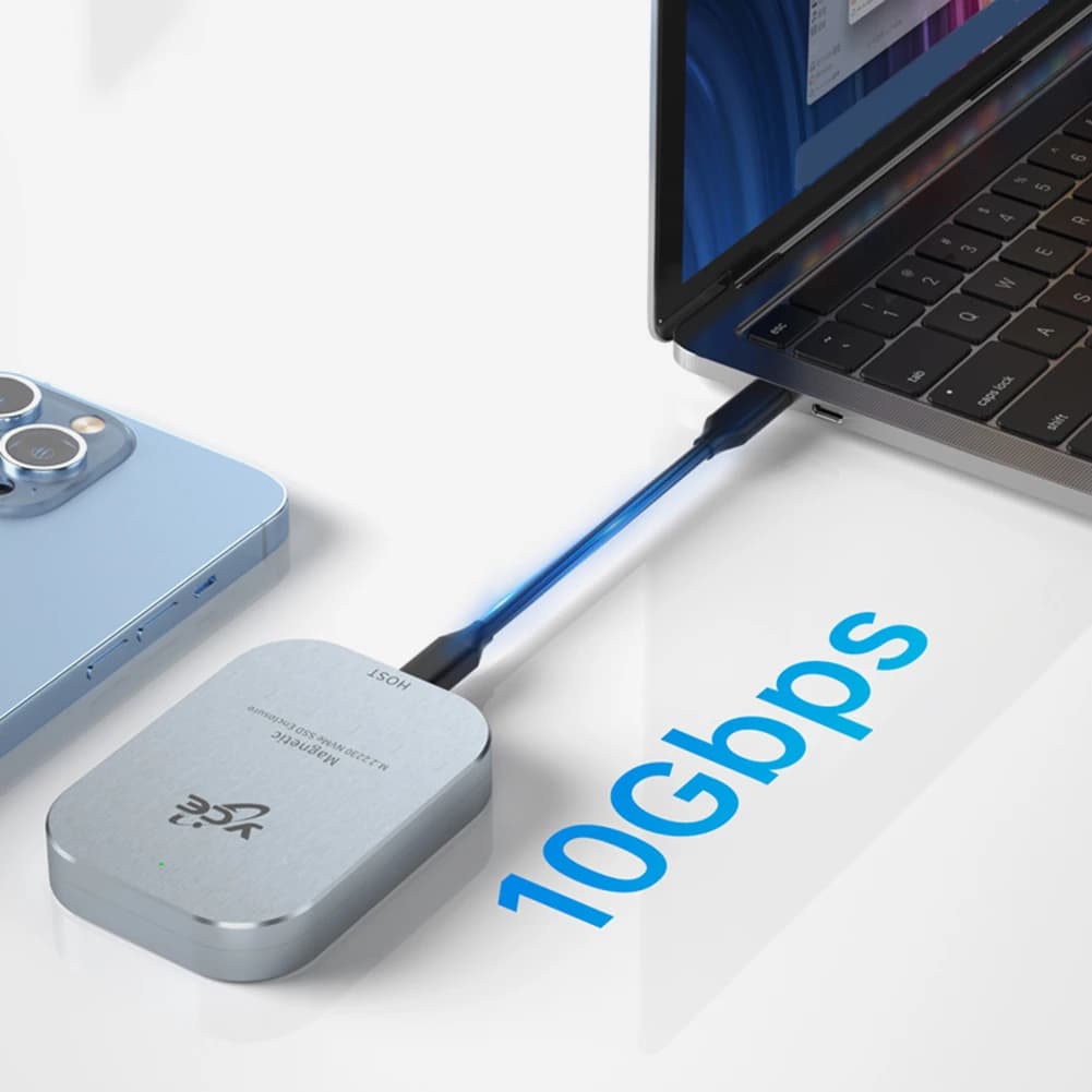 Case Esterno Magnetico USB 3.2 Gen 2 10Gbps Type-C per SSD M.2 NVMe 2230, Box Disco Rigido per iPhone 15 Pro Max ProRes