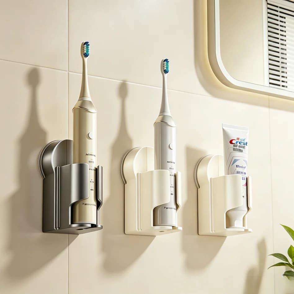 Vacuum Suction Cup Wall Mount Toothbrush Holder, Punch‑Free Waterproof Bathroom Storage Rack