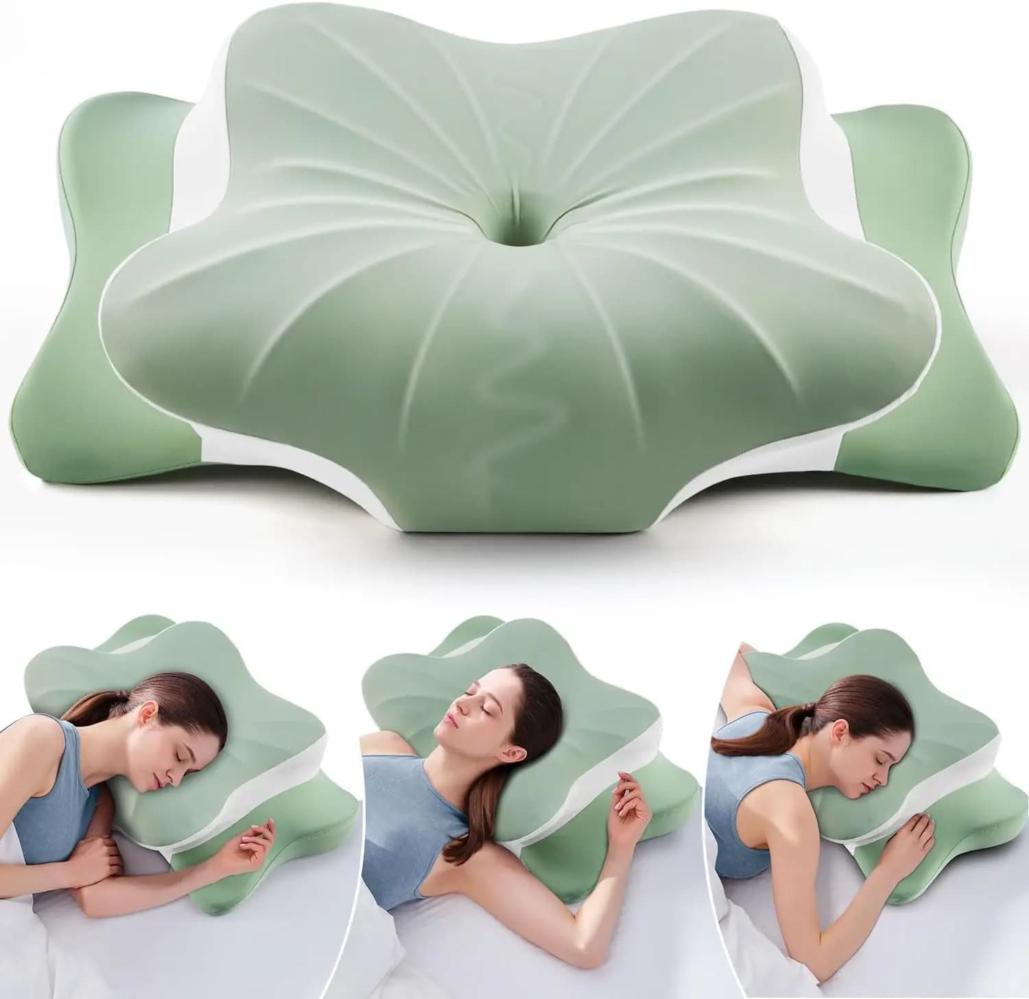 Cuscino per il collo in memory foam rinfrescante per alleviare il dolore, supporto ergonomico per il contorno a doppia altezza per chi dorme dello stomaco lateralmente