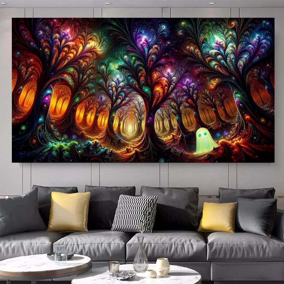 Il paesaggio degli alberi della foresta spettrale Pittura diamante 5d fai da te, Immagine Strass Ricamo Mosaico Punto croce Arte misteriosa,