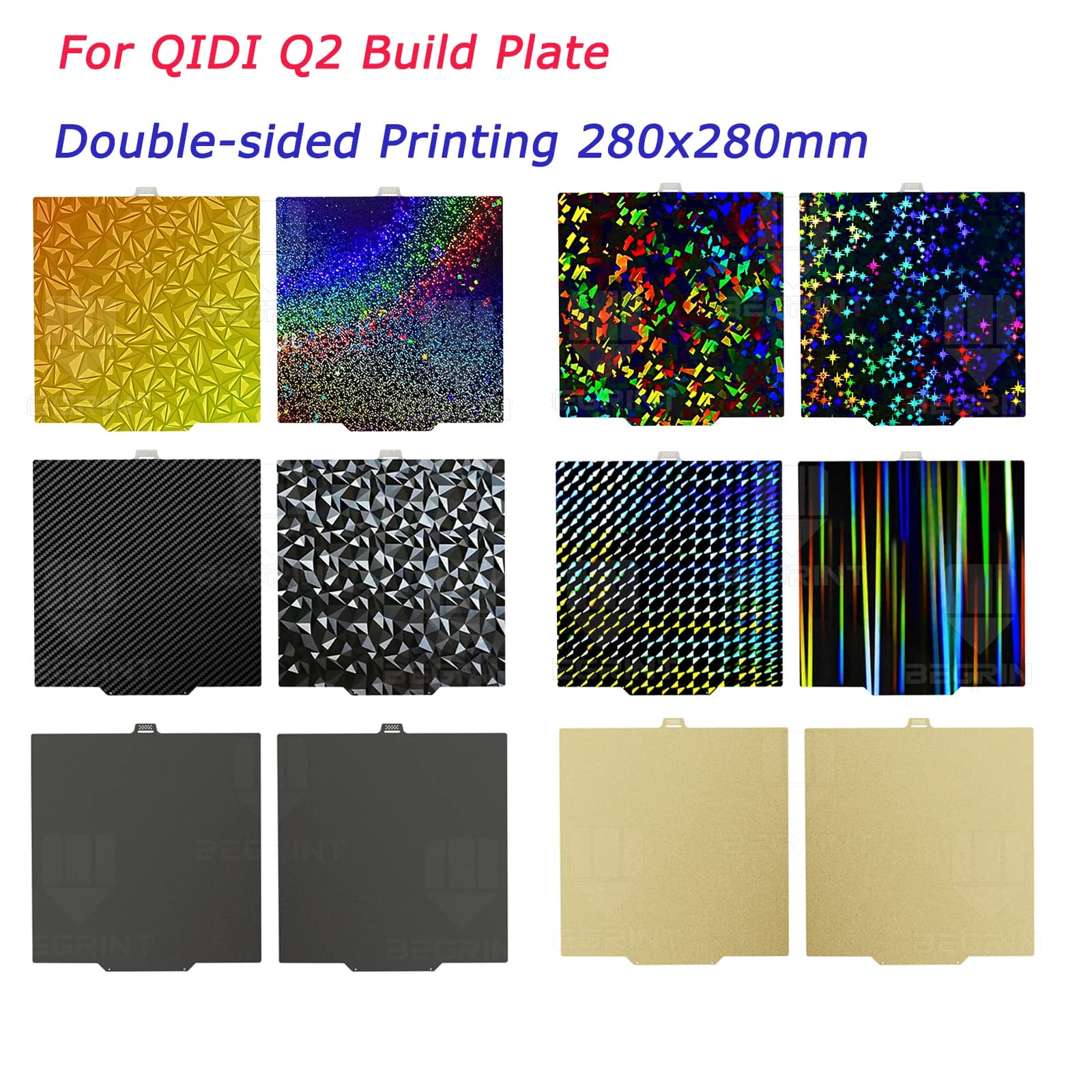 QIDI Q2 Q2 Combo 3D Printer Hot Print Plate, harmonic steel with PEO PET PEI powder coating on both sides, 280x280mm