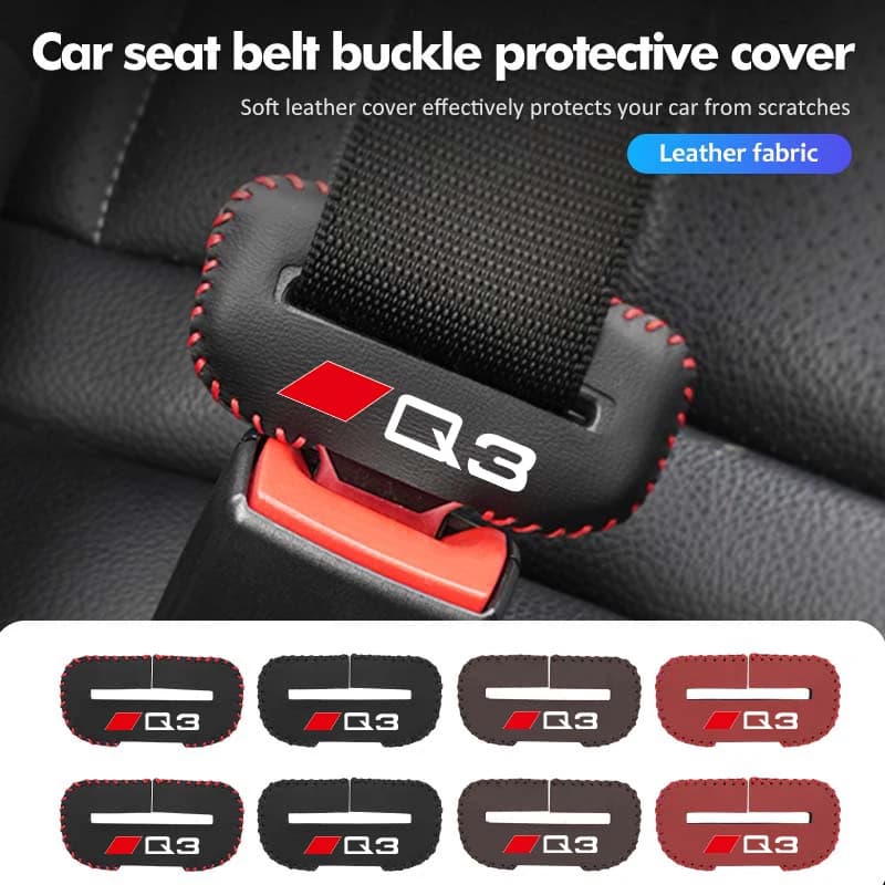 Leather Car Seat Belt Clip Protector Cover Anti-Scratch Buckle For Audi Q5 A1 Q7 Q3 A8 Q2 A7 RS5 RS6 RS7 S7 S8 B6 TT