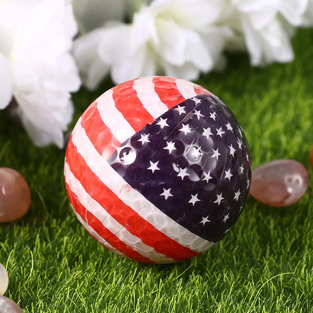 2 Palline in Gomma Colorate con Bandiera Americana, Giocattoli da Golf e Piscina, Accessori per Allenamento Indoor, Attrezzatura per Esercizi, Sport Manuale