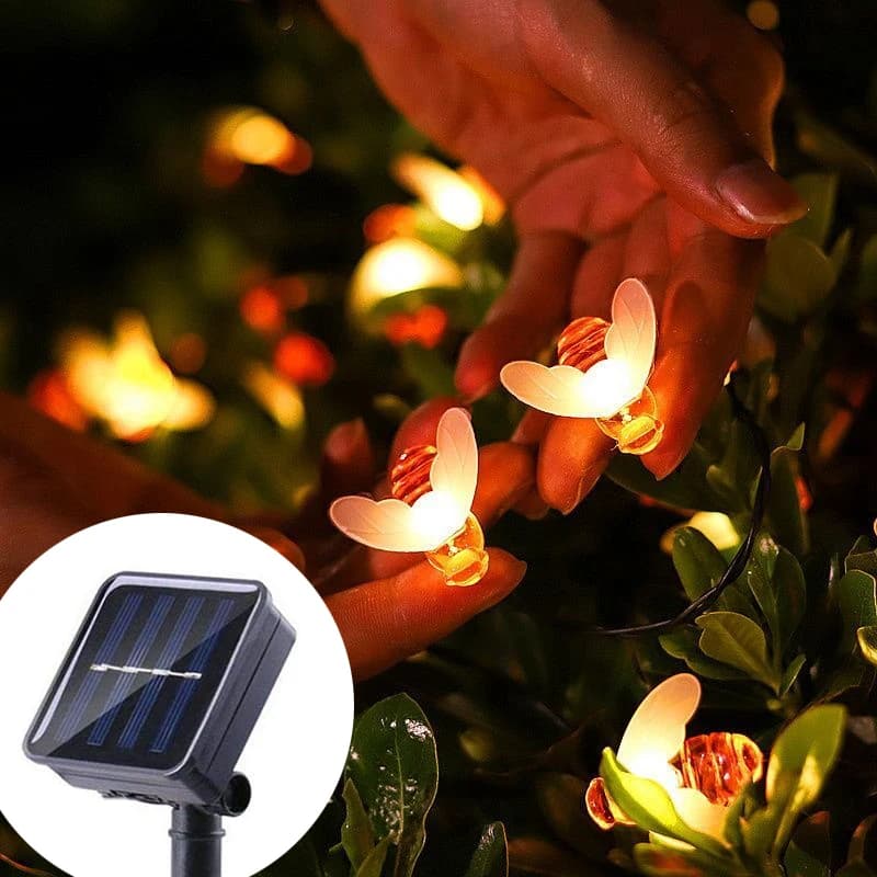 Lampada Solare a LED a Forma di Ape, Ghirlanda per Matrimoni all'Aperto, Luci Fatate per Alberi, 8 Modalità, Impermeabile, per Patio, Giardino, Feste Estive
