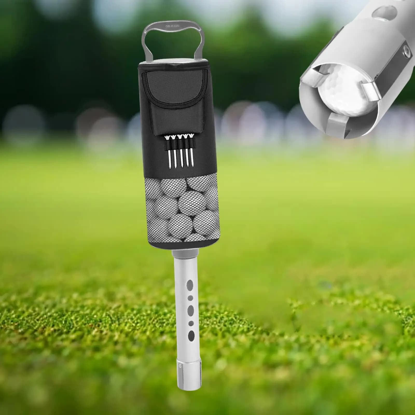 Tubo per recupero palline da golf portatile con 70 palline Borsa per shagger da golf staccabile per principianti Uomini che praticano gli appassionati all'aperto