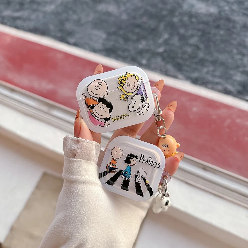 Cute Cartoon Snoopy Charlie Brown Earphone Case For Airpods 4 1 2 3 Pro 2 3 Wireless Bluetooth Headset Protective TPU Cover