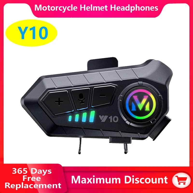 Auricolare Bluetooth per casco moto Y10 IPX6 impermeabile Le grandi batterie 48 ore di riduzione del rumore intelligente