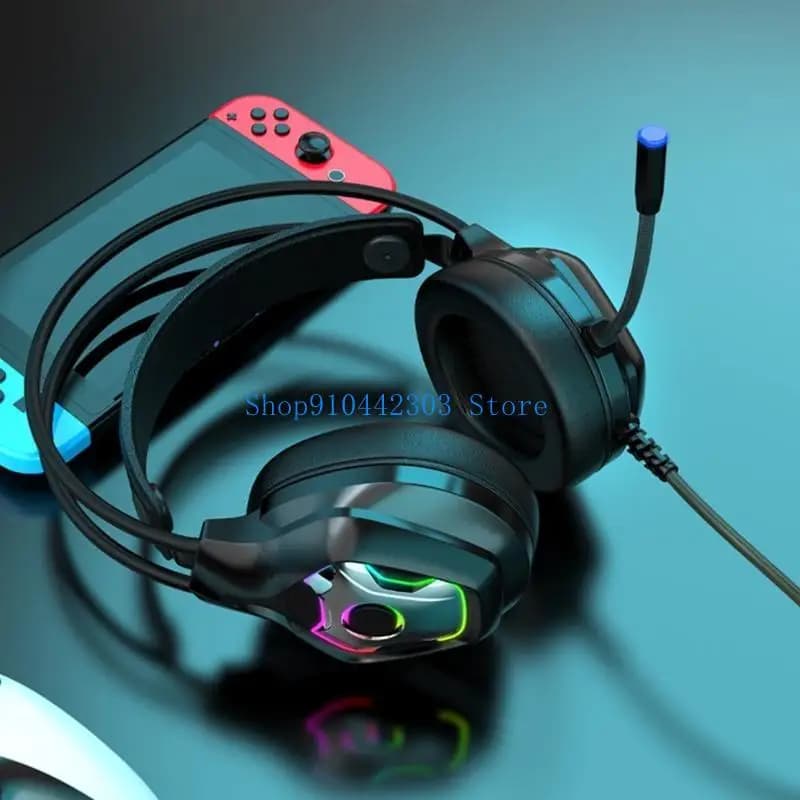 652F Headset for PC RGB LED Stereo Sound Gaming Headphones Soft Earbuds